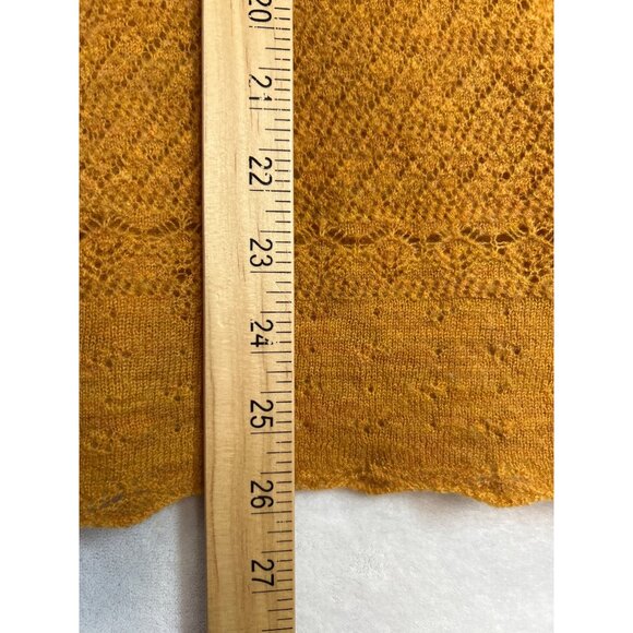 MOTH Sweater Womens Large Yellow Gold Wool Back Zip 3/4 Sleeves‎ - Picture 6 of 7